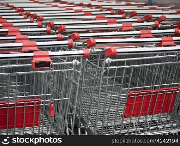 Shopping-Carts. shopping carts in fromt of a supermarket