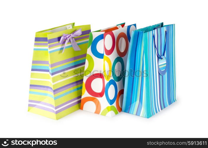 Shopping concept with bag on white