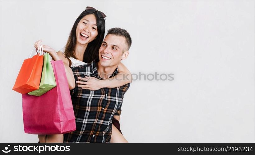 shopping concept with young couple space