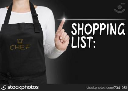 shopping list background cook operated touchscreen concept.. shopping list background cook operated touchscreen concept