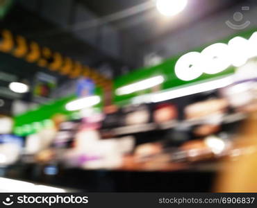 Shopping mall with blurred background and bokeh effect