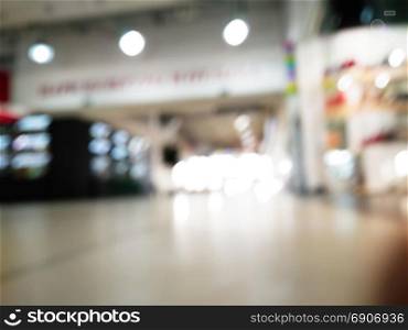 Shopping mall with blurred background and bokeh effect