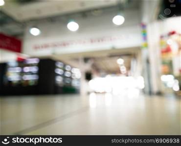 Shopping mall with blurred background and bokeh effect