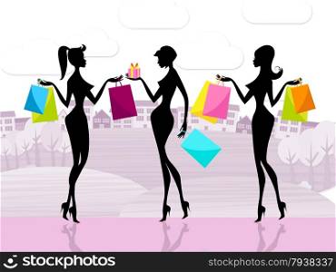 Shopping Shopper Representing Commercial Activity And Consumerism