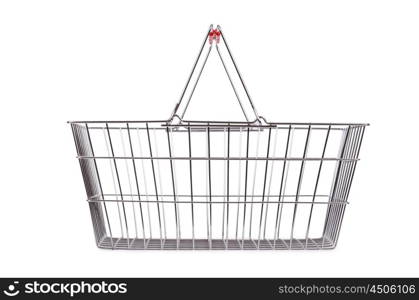 Shopping supermarket trolley isolated on the white