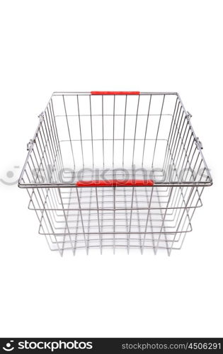 Shopping supermarket trolley isolated on the white