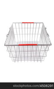 Shopping supermarket trolley isolated on the white