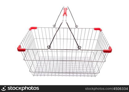 Shopping supermarket trolley isolated on the white