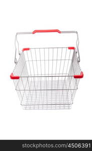 Shopping supermarket trolley isolated on the white