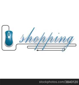 Shopping word with computer mouse image with hi-res rendered artwork that could be used for any graphic design.. Shopping word with computer mouse