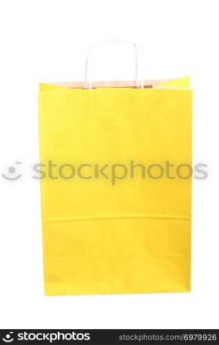 Shopping yellow recycle gift bags and isolated on white background