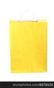 Shopping yellow recycle gift bags and isolated on white background