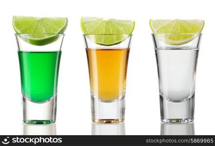 Shot drink set isolated on white