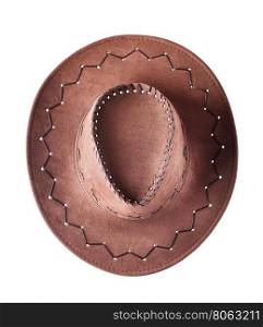 Shot from above cowboy hat isolated on white background. Shot from above cowboy hat