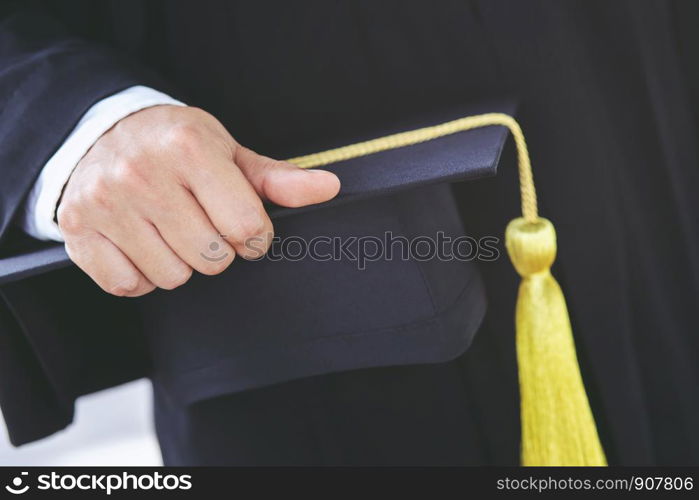 shot of graduation hats during commencement success graduates of the university, Concept education congratulation Student young ,Congratulated the graduates in University.