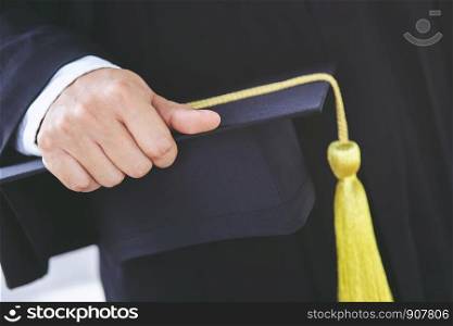 shot of graduation hats during commencement success graduates of the university, Concept education congratulation Student young ,Congratulated the graduates in University.