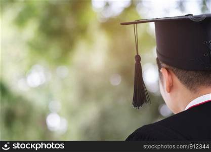 shot of graduation hats during commencement success graduates of the university, Concept education congratulation.