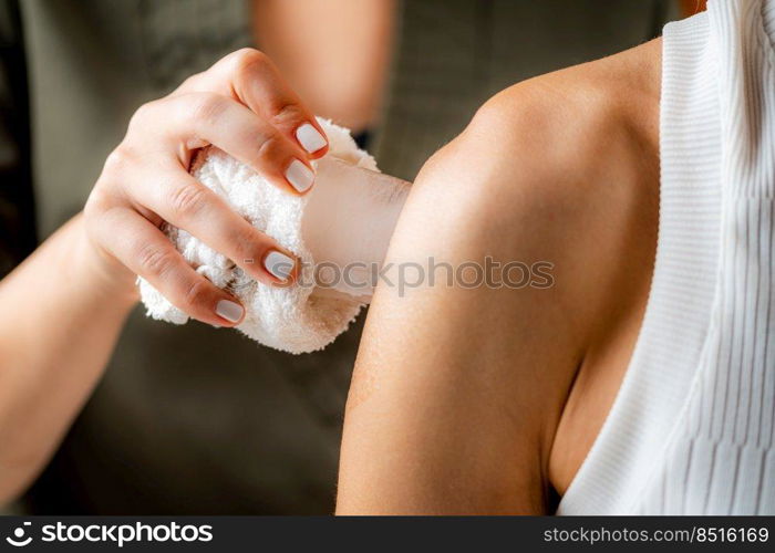 Shoulder Injury Ice Massage.