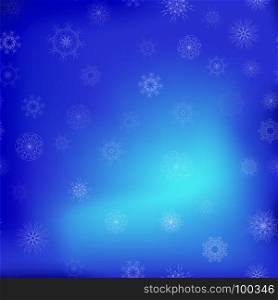 Show Flakes Seamless Pattern on Blue Sky Background. Winter Christmas Natural Texture. Show Flakes Seamless Pattern on Blue Sky Background