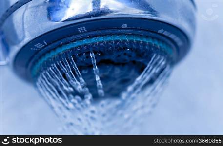 Shower and flying water drops.