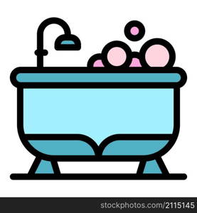 Shower bathtub icon. Outline shower bathtub vector icon color flat isolated. Shower bathtub icon color outline vector
