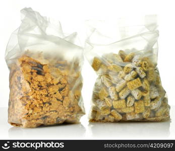 Shredded Wheat Cereal and bran and raisin cereal in the bags