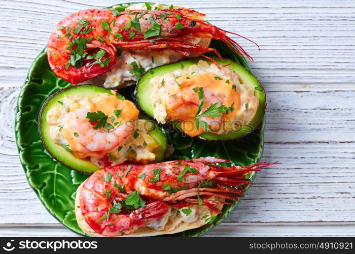 Shrimp pinchos with avocado Spain tapas recipe food pintxos