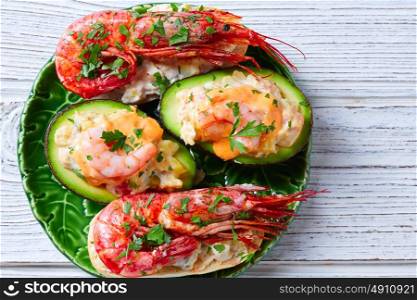 Shrimp pinchos with avocado Spain tapas recipe food pintxos