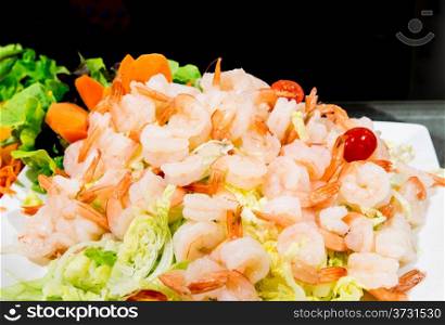 Shrimp salad with green lettuce
