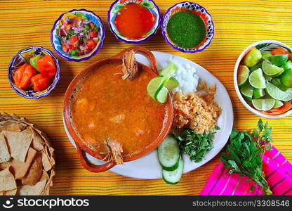 shrimp seafood soup mexican chili sauces and nachos