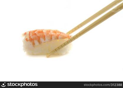 Shrimp sushi isolated on white background