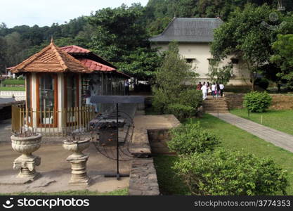 Shrine in the inner yard of Tooth temple in Kandy, Sri Lanka