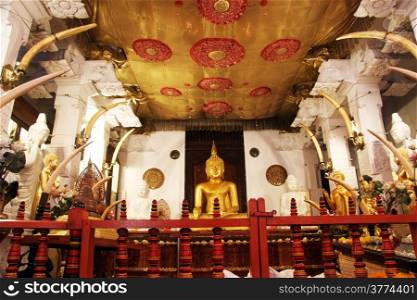 Shrine in Tooth temple in Kandy, Sri Lanka