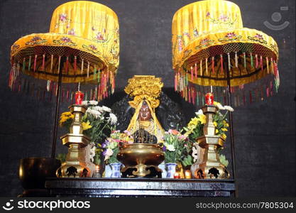 Shrine inside one of cham towers in Nha Trang, Vietnam