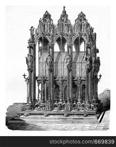 Shrine of St. Sebald, vintage engraved illustration. Industrial encyclopedia E.-O. Lami - 1875.