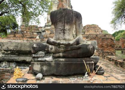 Shrine with headless Buddha in Ayutthaya, Thailand