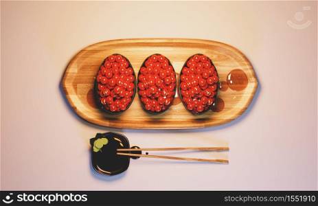 Shusi food japanese style.3D rendering
