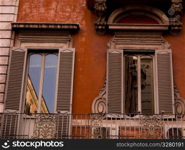 Shuttered windows in Rome Italy