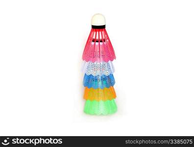 shuttlecocks for badminton child isolated on white background