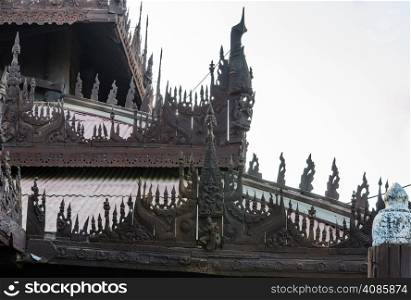 Shwe In Bin Kyaung is wooden teak monastery in Mandalay, Myanmar