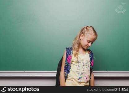 shy girl blackboard