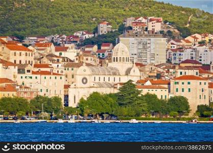 Sibenik cathedral and waterfront view, UNESCO world heritage site, Dalmatia, Croatia
