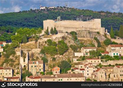 Sibenik old St. Nicholas fortress on the hill, Dalmatia, Croatia