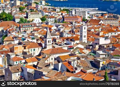 Sibenik old town aerial view, Dalmatia, Croatia