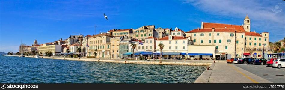 Sibenik waterfront architecture panoramic view, Dalmatia, Croatia