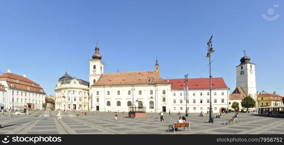 sibiu city romania big square landmark architecture editorial 08.18.2014