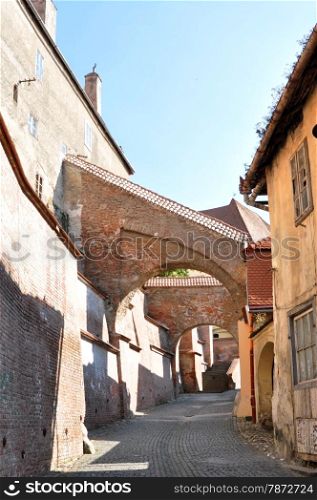Sibiu city Romania Lutheran Cathedral footway ramp