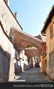 Sibiu city Romania Lutheran Cathedral footway ramp