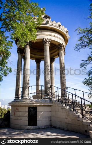 Sibyl temple in Buttes-Chaumont Park, Paris, France. Sibyl temple in Buttes-Chaumont Park, Paris
