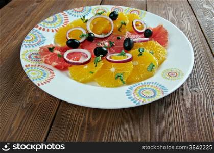 Sicilian orange salad - typical salad dish of the Spanish and Sicilian cuisine